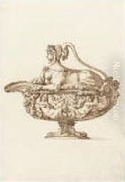 Design For A Covered Sauce Boat With Sphinx Oil Painting by Jacopo Strada