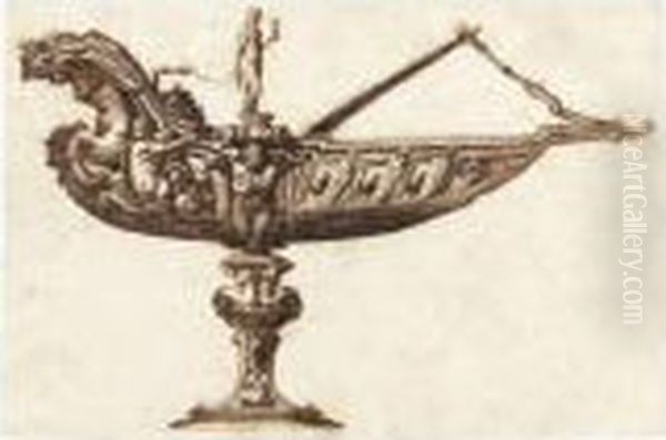 Design For A Tazza Or Incense 
Vessel In The Shape Of A Boatsurmounted By The Figure Of Faith Oil Painting by Jacopo Strada