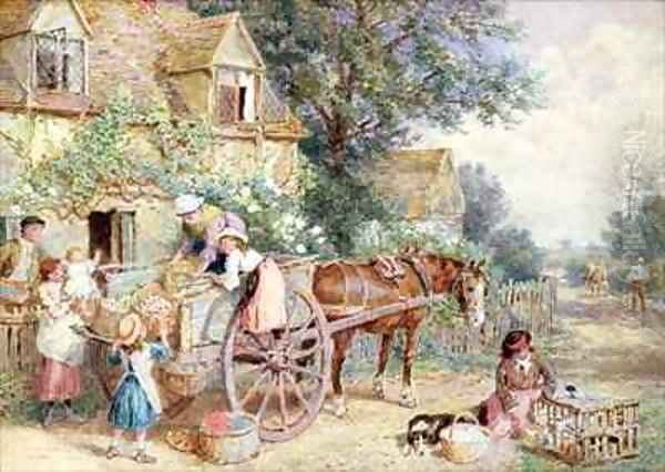 Loading the Cart for Market Oil Painting by Myles Birket Foster