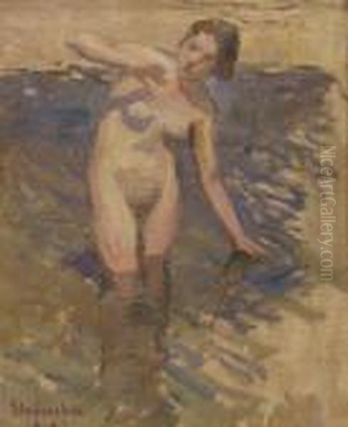 Bathing Oil Painting by Ipolit Strambu