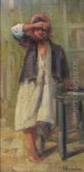 Peasant Girl Oil Painting by Ipolit Strambu