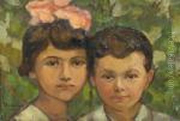 Children Oil Painting by Ipolit Strambu