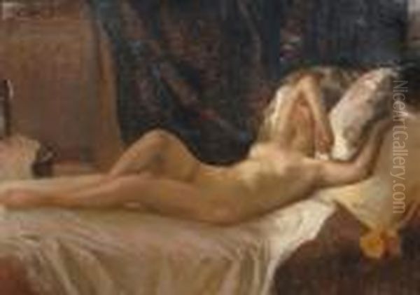 Nude Lying Oil Painting by Ipolit Strambu