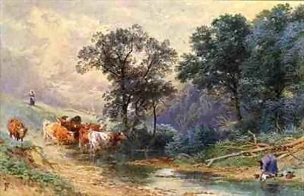 At the Stream by Myles Birket Foster