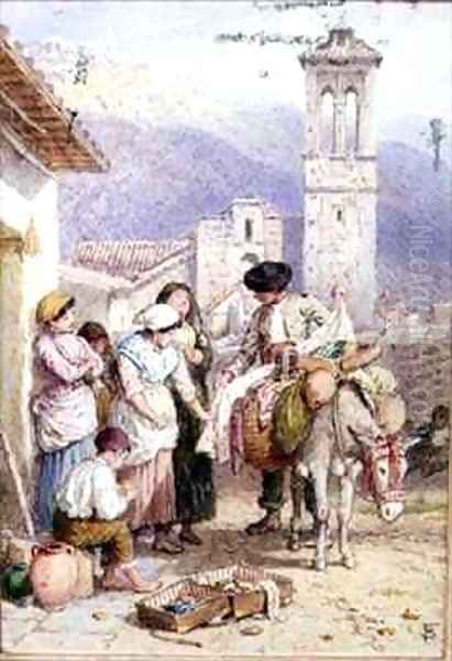 The Pedlar Oil Painting by Myles Birket Foster