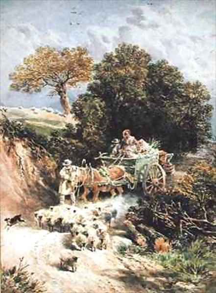 Going To Market Oil Painting by Myles Birket Foster