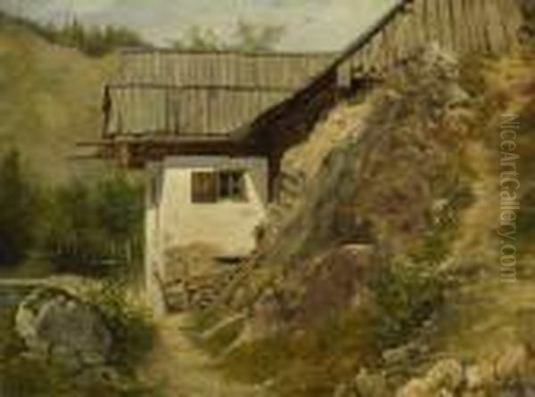 Bauernhaus. Oil Painting by Josef Anton, Tony Strassgschwandtner