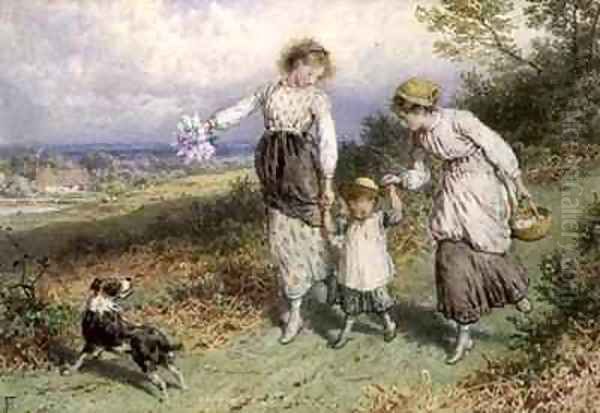 Returning from the Village Oil Painting by Myles Birket Foster