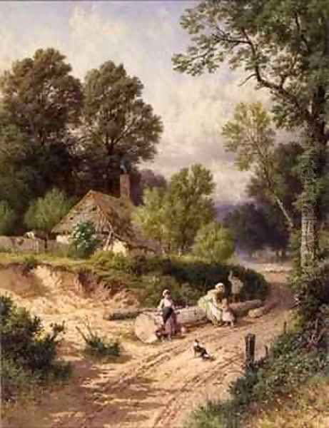 The Green Lane Oil Painting by Myles Birket Foster