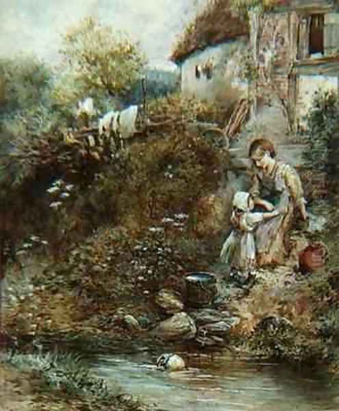 The Washing Day Oil Painting by Myles Birket Foster