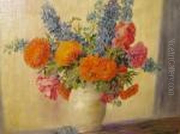 Still Life Of Flowers Oil Painting by Max Theodor Streckenbach