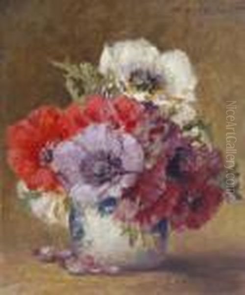 Blumenstilleben Mit Anemonen Oil Painting by Max Theodor Streckenbach