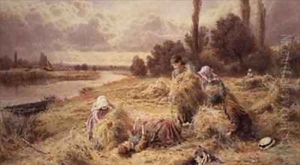 Haymaking Oil Painting by Myles Birket Foster