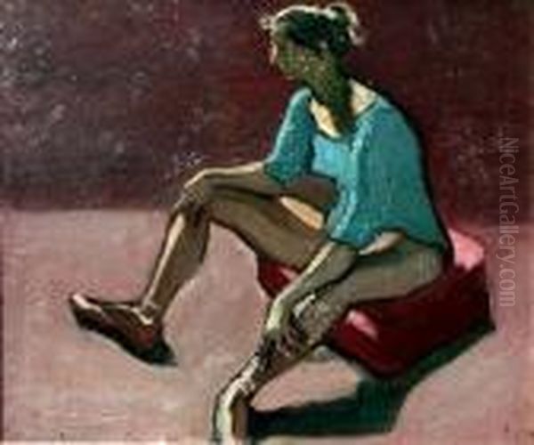 Sitzende Balletttanzerin Oil Painting by Paul Strecker