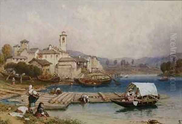 Lake Maggiore Oil Painting by Myles Birket Foster