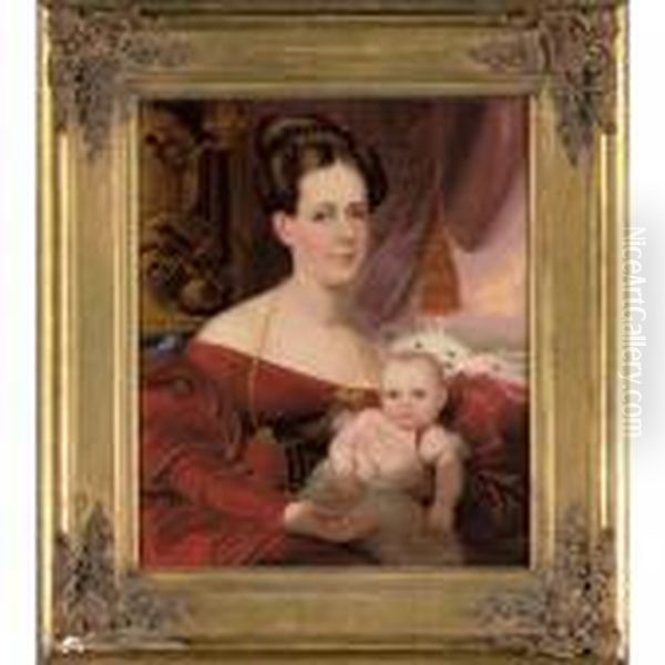 A Portrait Of Ann Marie Vick And Her Infant Daughter Oil Painting by Robert Street