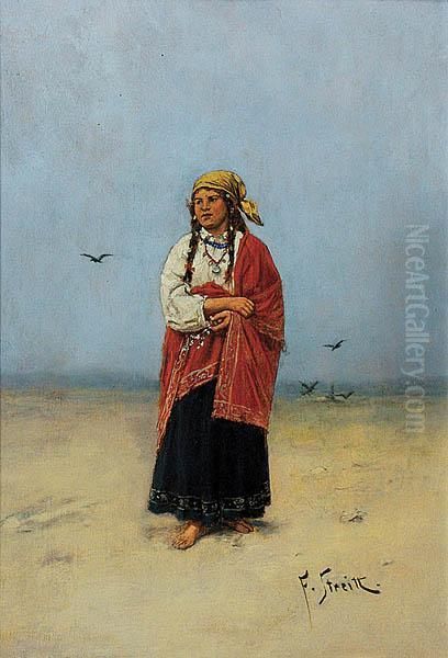 Cyganka Oil Painting by Franciszek Streitt