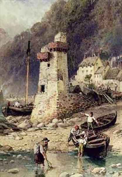 Lynmouth Devonshire Oil Painting by Myles Birket Foster