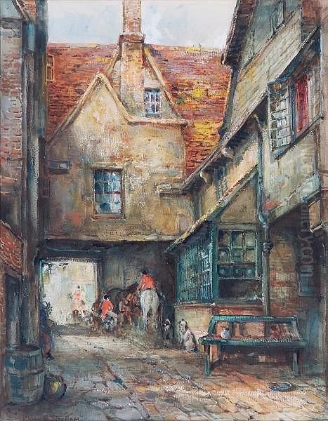 The Hunt At A Coaching Inn Oil Painting by Philip Eustace Stretton