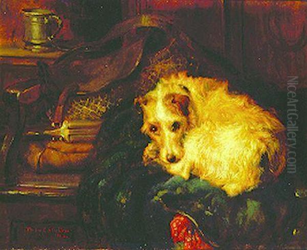 Terrier At Rest Oil Painting by Philip Eustace Stretton