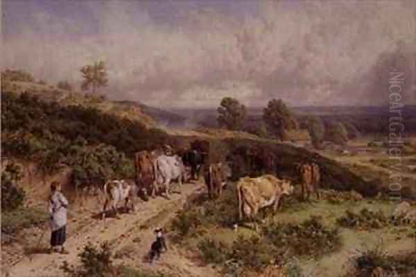 Milking Time The Young Drover Oil Painting by Myles Birket Foster