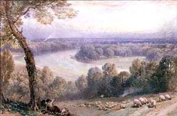 The Thames from Richmond Hill Oil Painting by Myles Birket Foster