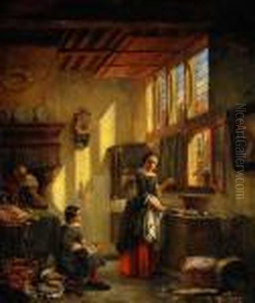 Koksinterior Oil Painting by Johannes Anthonie Balthasar Stroebel