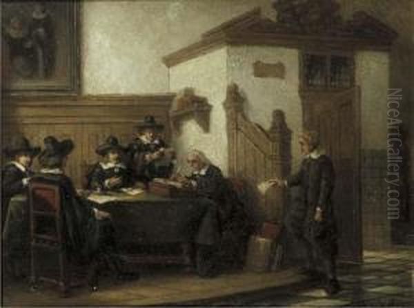 De Regentenkamer: Discussing The Accounts Oil Painting by Johannes Anthonie Balthasar Stroebel