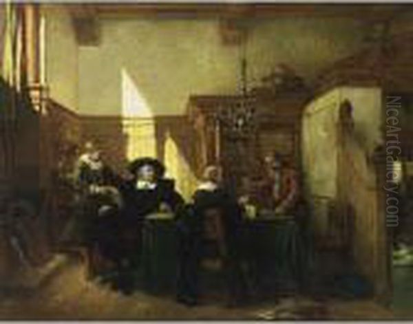 At The Notary Oil Painting by Johannes Anthonie Balthasar Stroebel