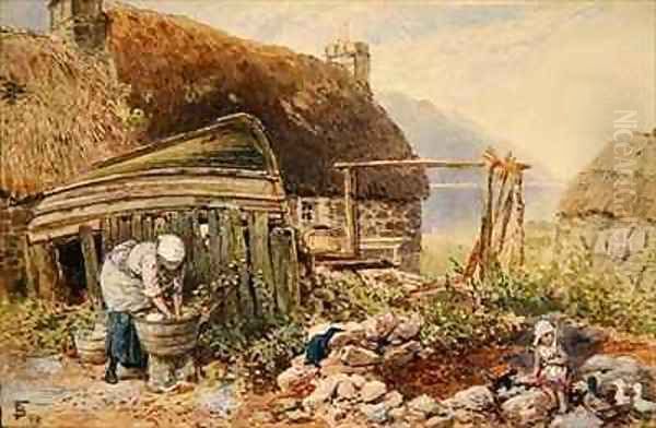 Washing Day at Balmarcara Oil Painting by Myles Birket Foster