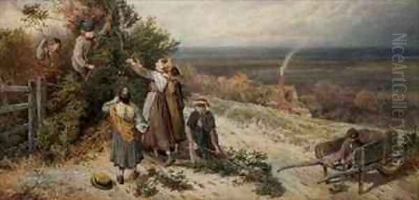 Holly Gatherers Oil Painting by Myles Birket Foster