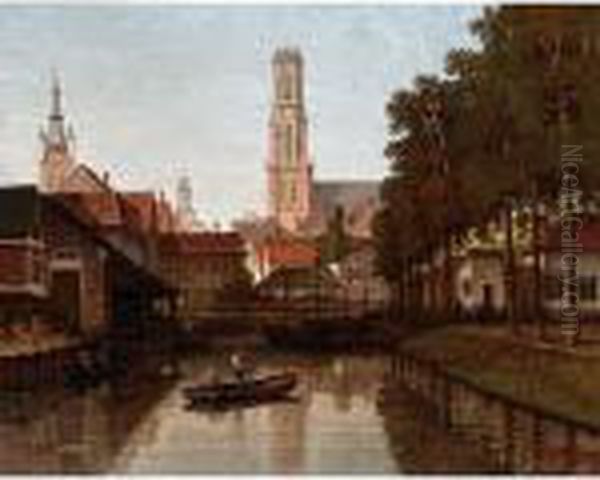 A View Of Bruges Oil Painting by Francois Stroobant