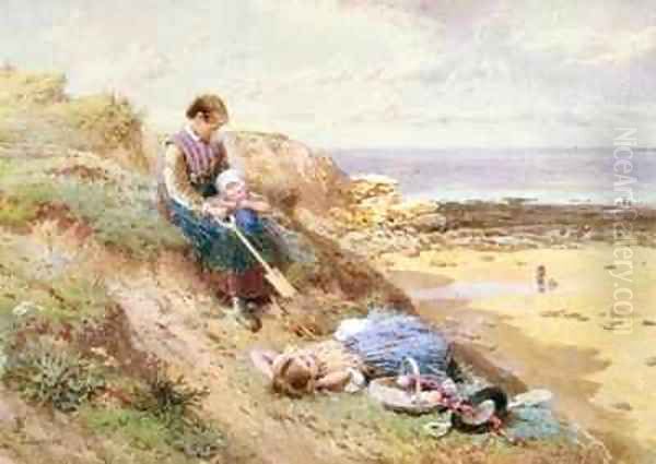 Cullercoats Oil Painting by Myles Birket Foster