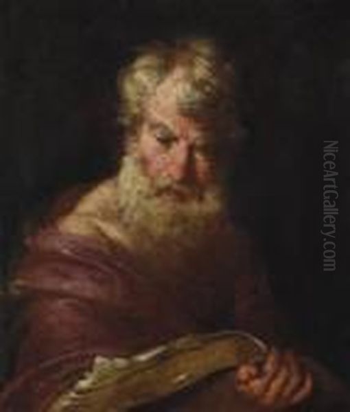 A Philosopher, Half-length Oil Painting by Bernardo Strozzi