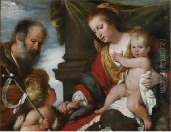 Holy Family With The Infant Baptist Oil Painting by Bernardo Strozzi