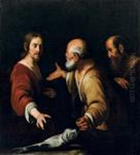 Cristo E San Pietro Oil Painting by Bernardo Strozzi