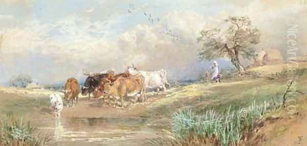 The Ford 2 Oil Painting by Myles Birket Foster