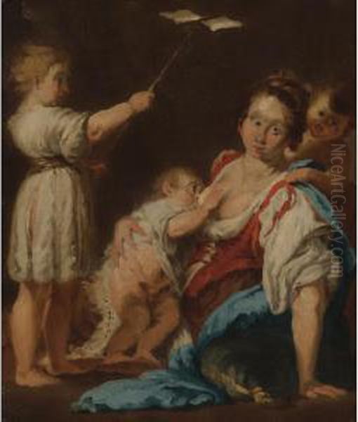 An Allegory Of Charity Oil Painting by Bernardo Strozzi