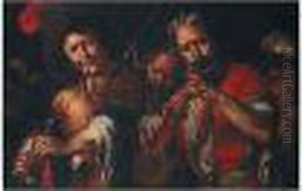 I Pifferai Oil Painting by Bernardo Strozzi