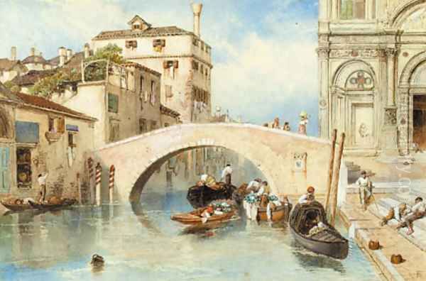 Canale dell'Ospitale and the Scuola di San Marco, Venice Oil Painting by Myles Birket Foster