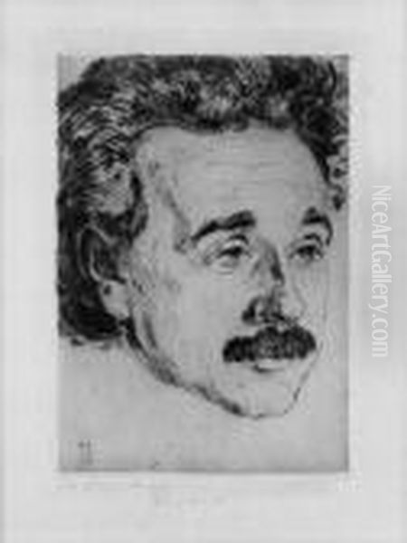 Von Albert Einstein Signiert Oil Painting by Hermann Struck