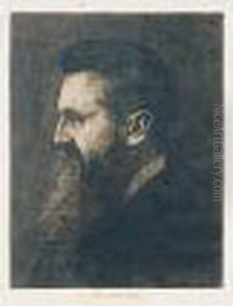 Portrait Of Theodor Herzl Oil Painting by Hermann Struck