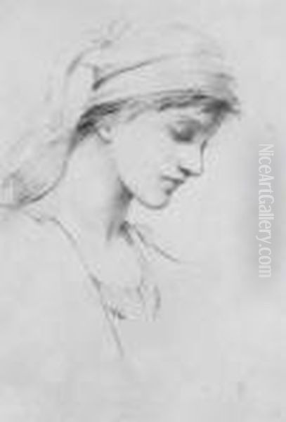 Study Of A Young Girl In Profile To The Right Oil Painting by John Melhuish Strudwick