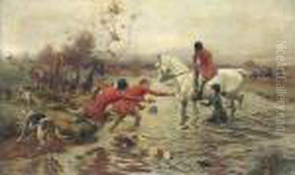 An Unfortunate Tumble Oil Painting by William Strutt