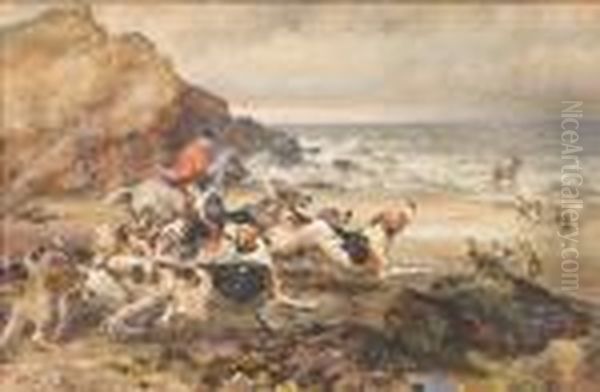 Driven To The Sea At Watchet, Somerset Oil Painting by William Strutt