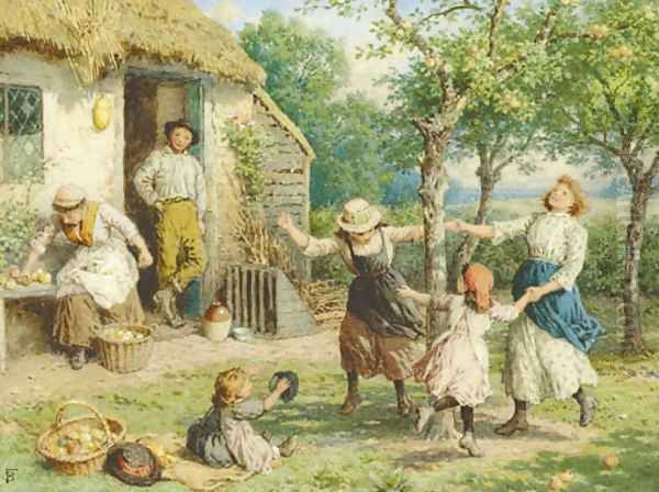 Ring-a-ring-a-roses Oil Painting by Myles Birket Foster