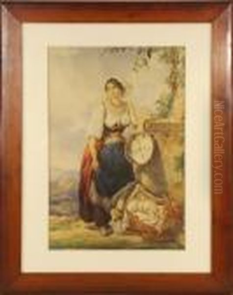 Peasant Girl With Baby Oil Painting by Arthur John Strutt