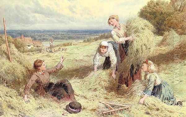 The young harvesters Oil Painting by Myles Birket Foster