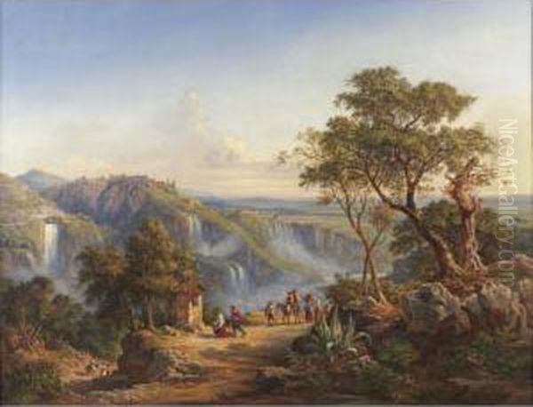 Pilgrims To A Mountain Shrine Oil Painting by Arthur John Strutt