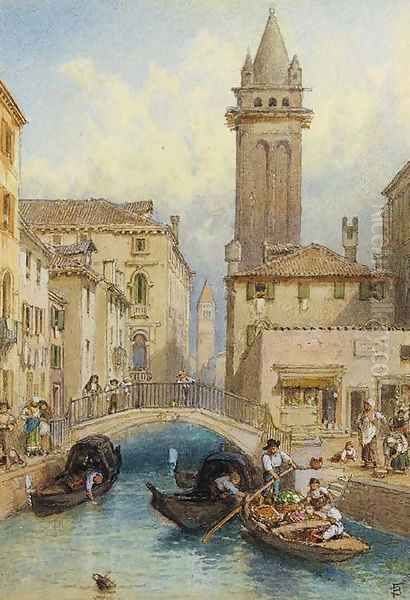 View from Ponte dei Pugni, Venice Oil Painting by Myles Birket Foster